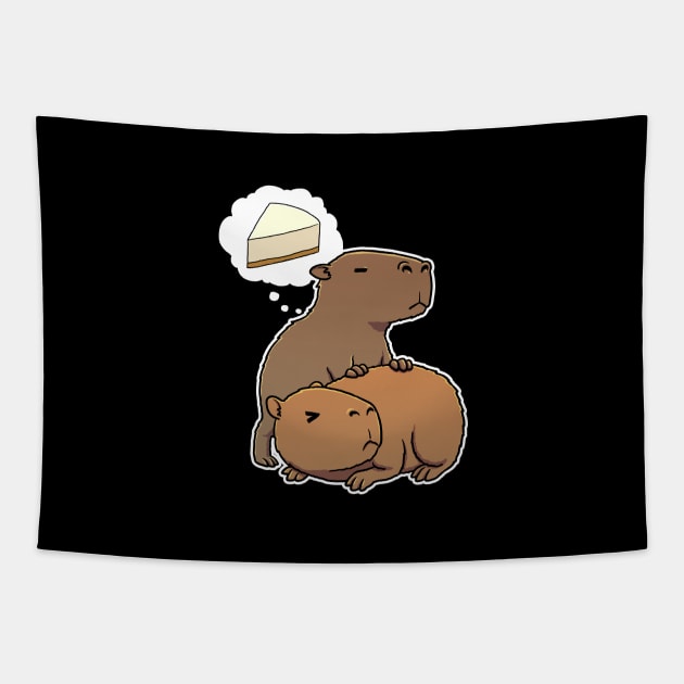 Capybara hungry for Cheese Cake Tapestry by capydays