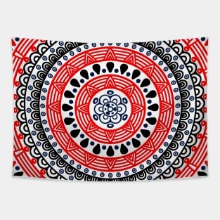Beautiful Mandala Black and Red Tapestry