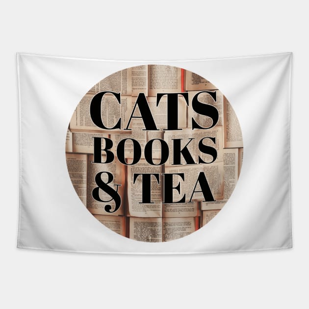 Cats, books and tea Tapestry by reesea