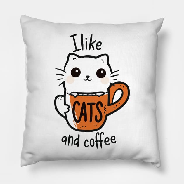 I like CATS And COFFEE Pillow by Mographic997