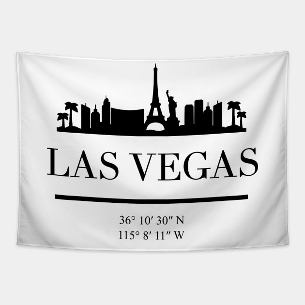 LAS VEGAS NEVADA BLACK SILHOUETTE SKYLINE ART Tapestry by deificusArt