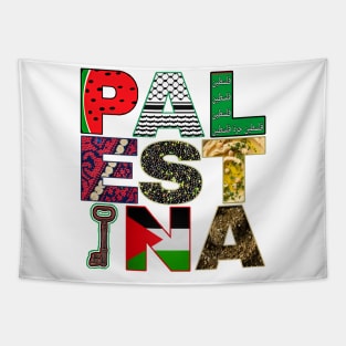 PALESTINA- Watermelon - Keffiyeh - Palestine Will Be Free - Palestine Fabric - Olives - Hummus - Key of Return - Palestine Flag - Za'atar - Front Tapestry