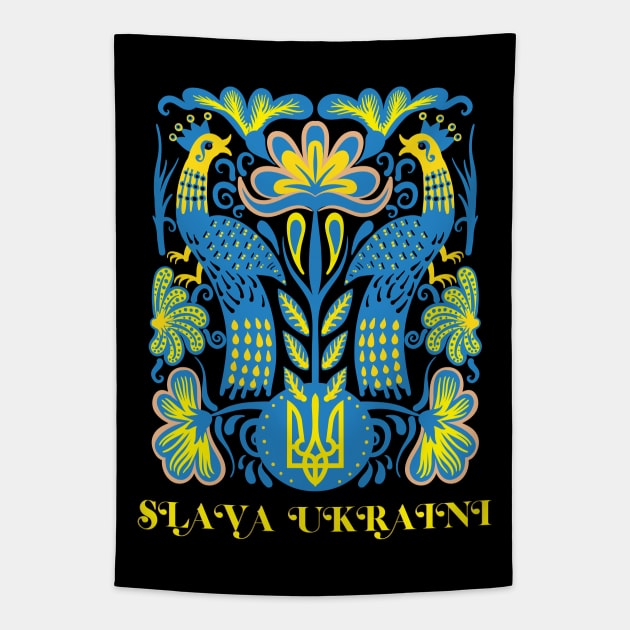 SLAVA UKRAINI - Glory to Ukraine Tapestry by Obey Yourself Now