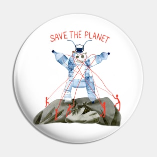 Save the planet - garbage monster Pin