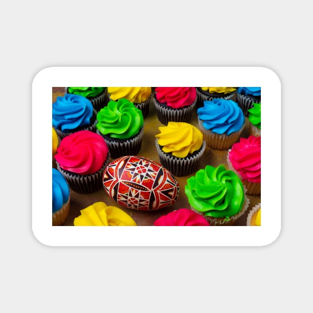 Hand Painted Egg And Cupcakes Magnet by photogarry