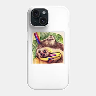 Sloth holding a banana Phone Case