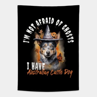 Australian Cattle Dog Ghost Guardian Vintage Halloween Funny Tapestry