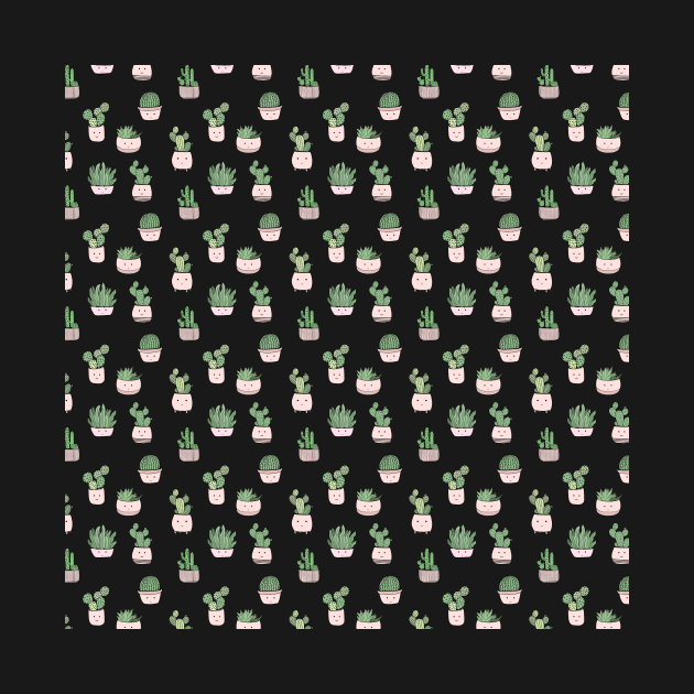 Succulent cactus smiling cute pattern by bigmoments