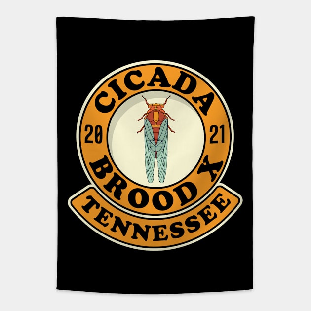 Cicada 2021 Brood X Tennessee TN Tapestry by Huhnerdieb Apparel