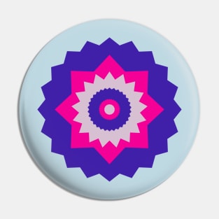 Boho Abstract Bright Pink and Blue Flower Pin