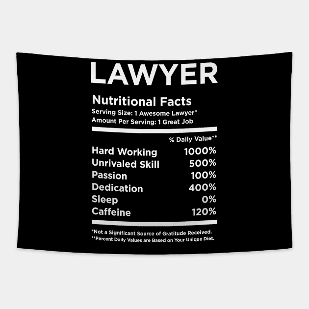 Lawyer Nutritional Facts Tapestry by produdesign