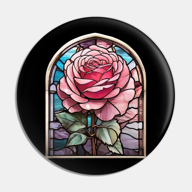 Pink Rose Stained Glass Window (758) Pin by WASjourney