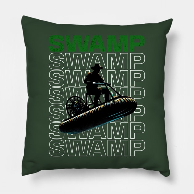 Swampboat Swamp Multitext Design Pillow by Miami Neon Designs