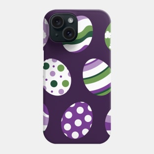 Egg Pattern | Purple Green | Stripes Clouds Flowers Dots | Dark Purple Phone Case