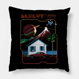 Retro-Futuristic Road Trip: A Bitmap Design Adventure Pillow