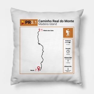 Madeira Island PR3.1 CAMINHO REAL DO MONTE trail map Pillow