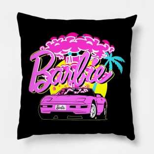 Sport Car Barbie Retro Pillow