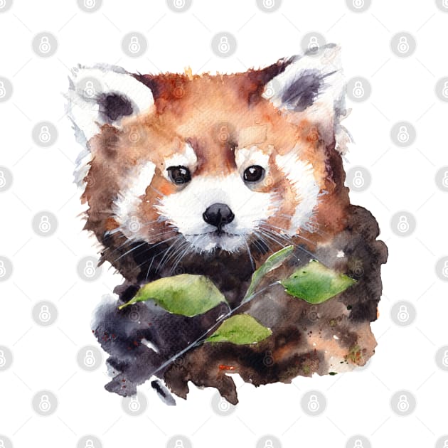 Watercolor red panda painting by InnaPatiutko