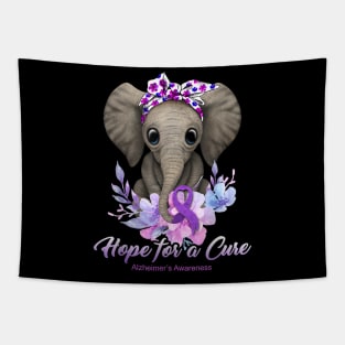 Hope for a Cure Flower Elephant Alzheimer's Awareness Tapestry