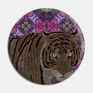 Tiger on pink abstract pattern Pin