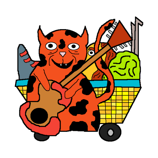 cat playing guitar with baby by Catbrat