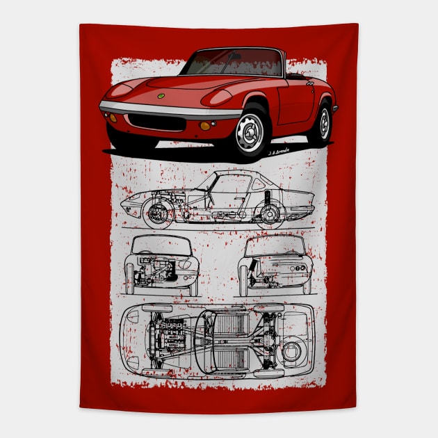 The amazing british sports car! Tapestry by jaagdesign