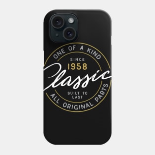 60th Birthday T-Shirt 1958 Classic Vintage Car Motorcycle T Phone Case