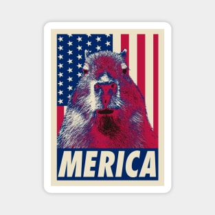 Capybara Merica 4th Of July Magnet