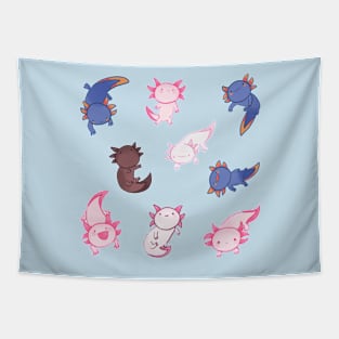 Funny axolotls pack Tapestry