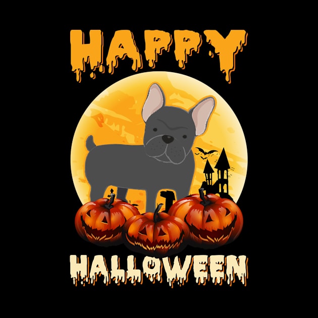 French Bulldog Dog Scary Pumpkin Moon Halloween by foxmqpo