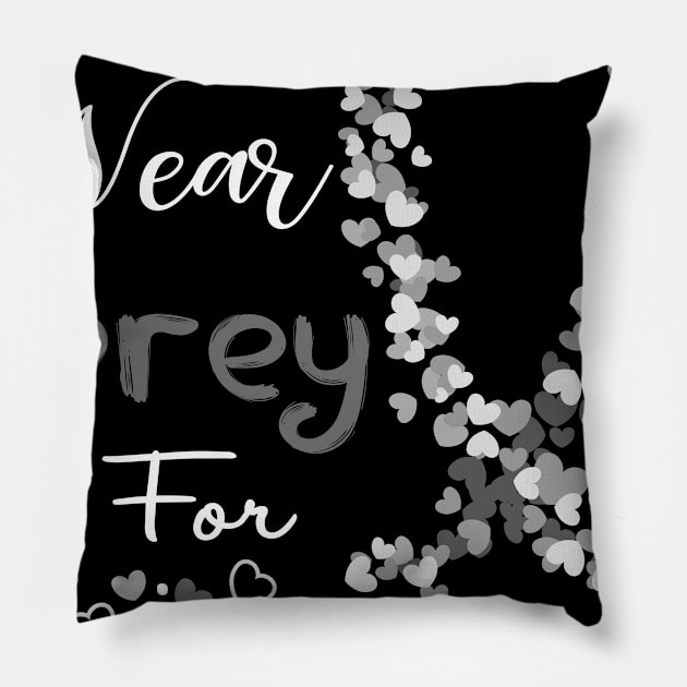 I Wear Grey For Diabetes Awareness Support Diabetes Warrior Gifts Pillow by ThePassion99