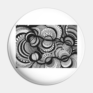 Curves black and white abstract pattern handmade drawing illustration Pin