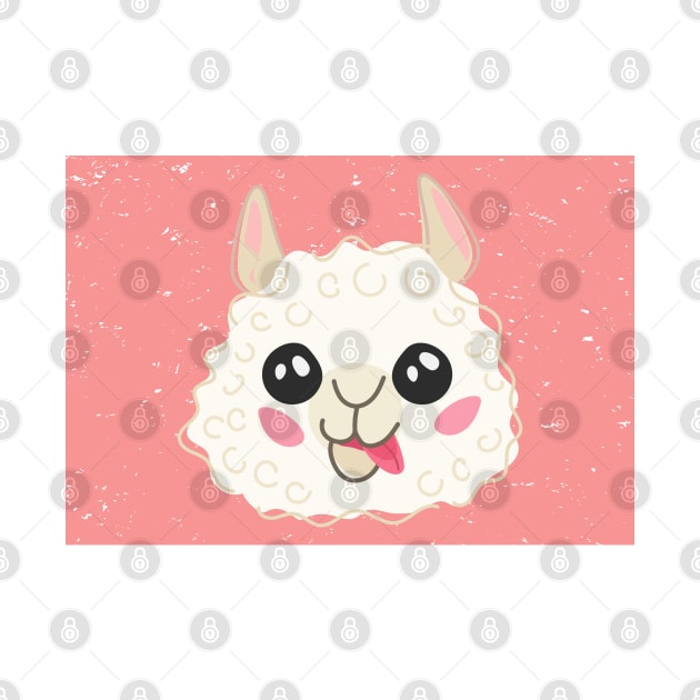 Cute Baby Llama Face Pattern Mask -Cute Baby Llama Illustration Gift - Great Gift For Her by WassilArt