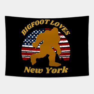 Bigfoot loves America and New York too Tapestry