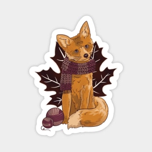 Fall Knitting Fox Magnet