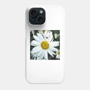 White Daisy Flower and Ladybug Phone Case