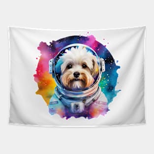 Rainbow Galaxy Astronaut Bichon Tapestry