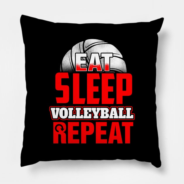 Eat sleep volleyball repeat Pillow by captainmood