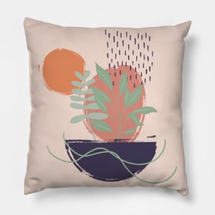 Abstract shapes and leaves digital design Pillow