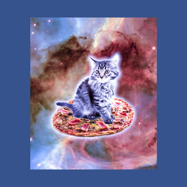 Disover Galaxy Kitty Cat Riding Pizza In Space - Cat - T-Shirt