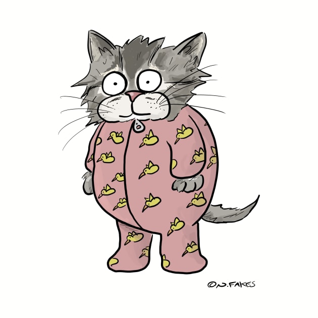 Crazy Kitten in Pink Pajamas by cartoonistnate