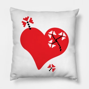 Heart - Traditional Romanian folk art knitted embroidery pattern Pillow