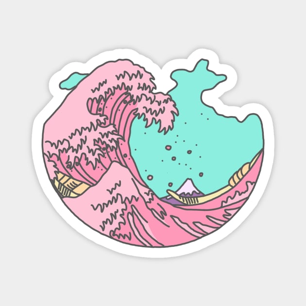 Japanese pastel kawaii anime meme surf beach wave Magnet by bigkidult