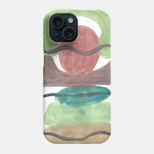 Neutral Nature Shape Stack - Minimalist Abstract Watercolor Painting Phone Case