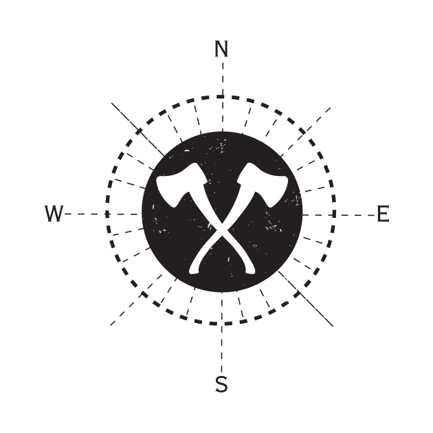 Axe throwing compass logo design by JDawnInk