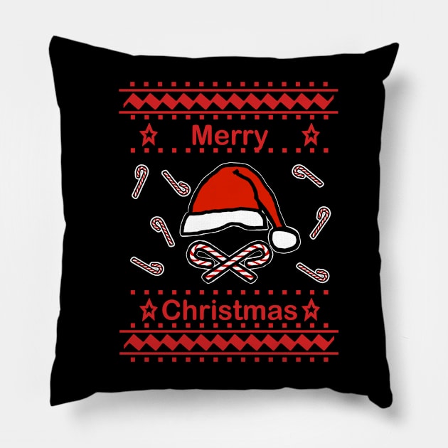 Merry Christmas Candy Canes Pillow by ellenhenryart