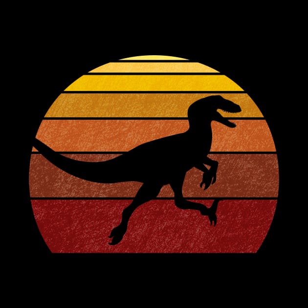 Utahraptor or Velociraptor Synthwave Sunset Sunrise Dinosaur by FalconArt