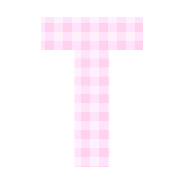 Pink Letter T in Plaid Pattern Background. by BloomingDiaries