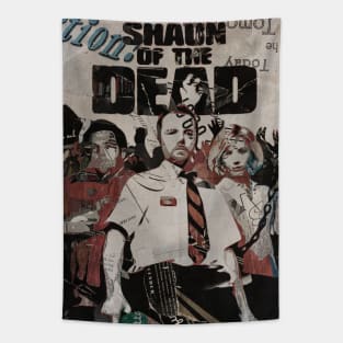 Shaun Of The Dead Newspaper Cutout Tapestry