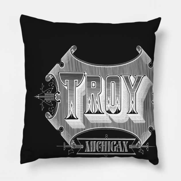 Vintage Troy, MI Pillow by DonDota